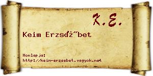 Keim Erzsébet névjegykártya